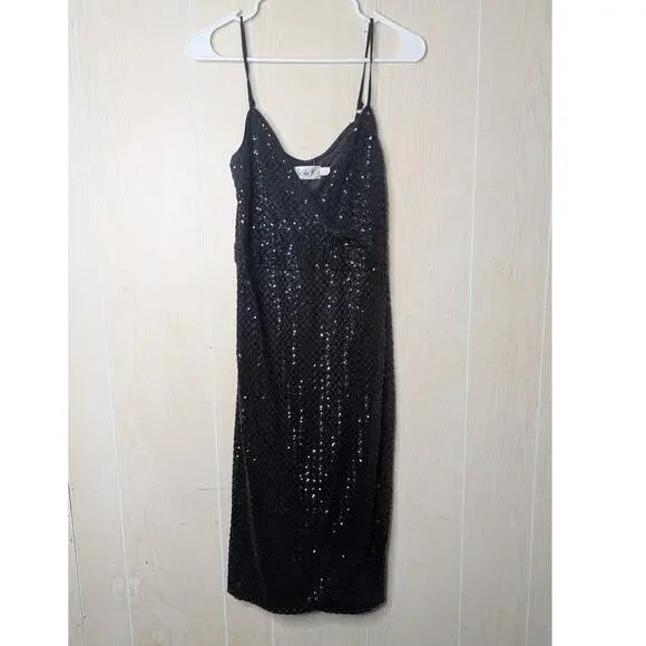 New Eliza J black sequined party cocktail dress size 10 - Picture 3 of 7